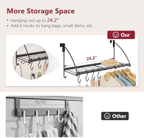 tajsoon 24.2" over the door hooks with storage showing dimensions