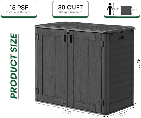 outdoor storage cabinet waterproof 31 cu.ft with lockable shown in use