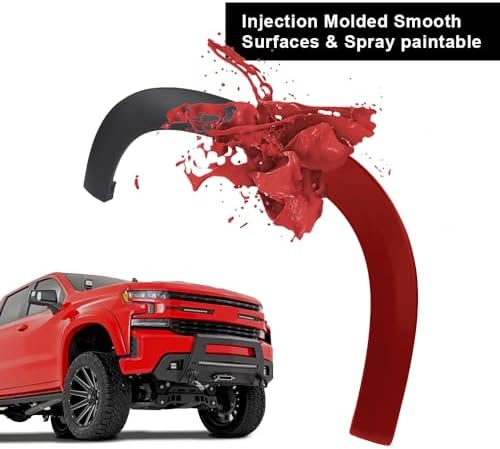 G-PLUS Fender Flares | Compatible with Chevy Silverado 1500 2019-2023 Wheel Flares Not Fit Dually models (Textured Factory Style 4 PCS)