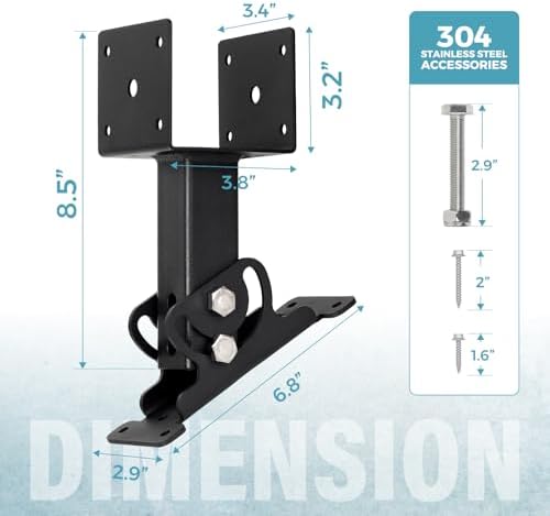 304 ss 4x4 heavy duty adjustable roof riser, close-up detail