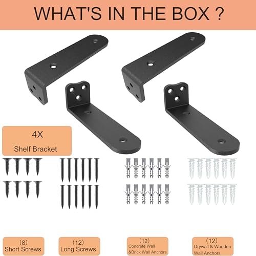 eurydice heavy duty floating shelf brackets, 1/4 in, package contents