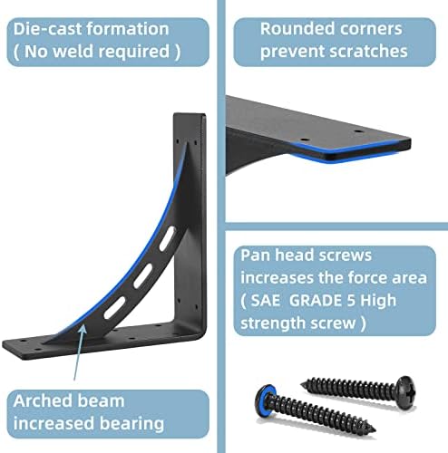 9"x8"x2.5" heavy duty shelf brackets - max load, side view