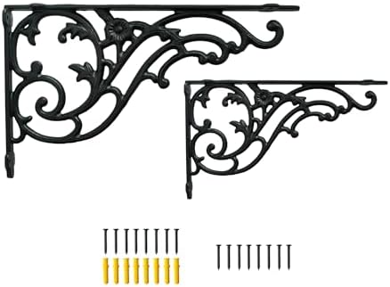 15.8''x9.5'' decorative shelf brackets,2 pack cast iron shelf, main product view