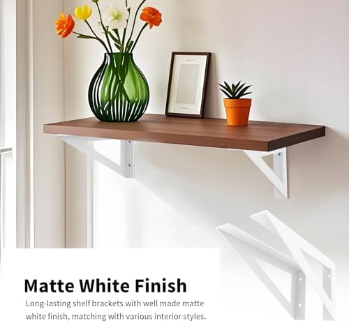 brata white shelf brackets 10 inch, brackets for showing dimensions