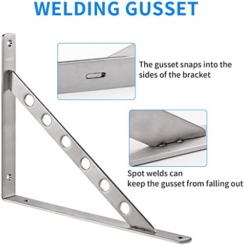 yumore 16 inch shelf bracket, heavy duty l, close-up detail
