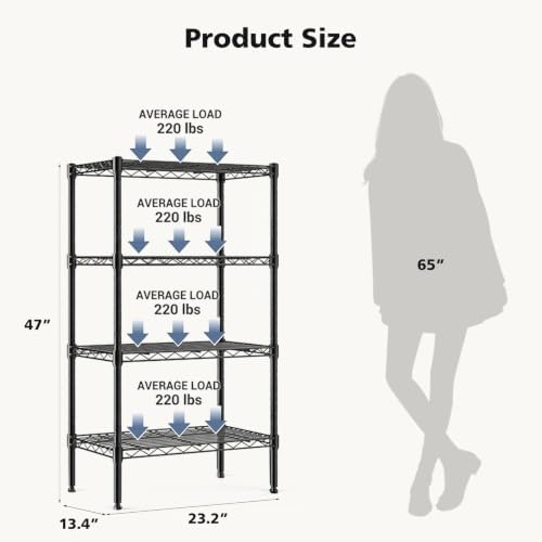 dumos 4-tier metal storage shelves, shelving unit, storage, close-up detail