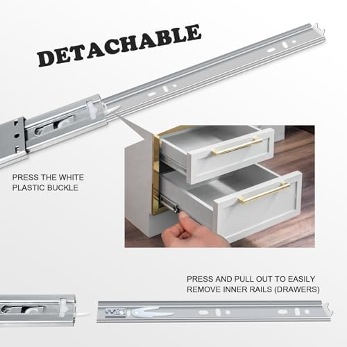 10 inch soft close drawer slides 6 pairs showing dimensions
