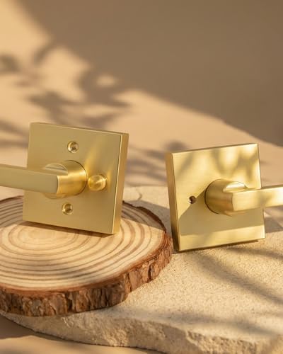 goldenwarm brushed gold door handles interior, privacy door, close-up detail