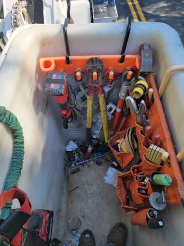 the big rack bucket truck tool organizer and on a desk or shelf