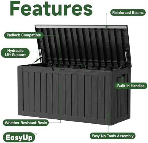 easyup 90 gallon outdoor storage box waterproof, uv, close-up detail