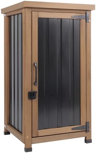 petscosset small outdoor storage cabinet waterproof with metal, front angle view
