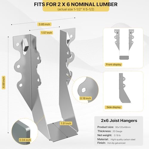 2x6 joist hanger,lu26 18 gauge double shear face shown in use