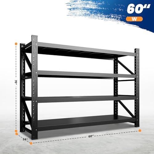 miiiko 60" w storage shelves,5000lbs metal garage storage, close-up detail