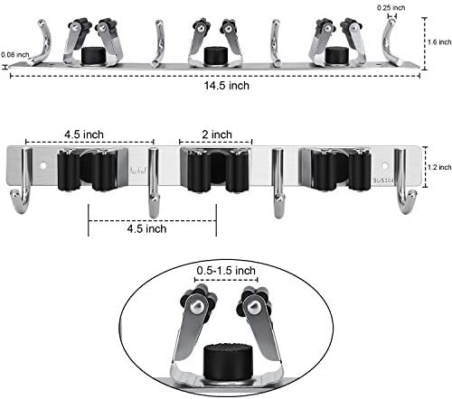 broom hanger wall mounted, 2pcs mop and broom, side view