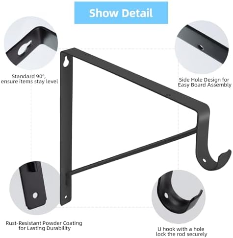 closet rod bracket, 10.8x10.8inch closet shelf brackets heavy showing dimensions