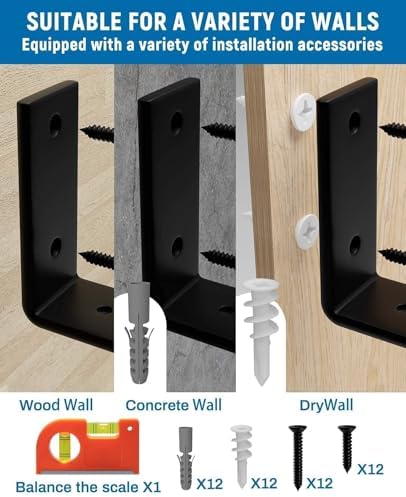 leopo 10 inch shelf brackets 6-pack, 1/5" thick, package contents