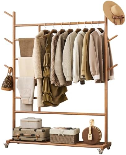 yoobure solid wood clothing rack, 4-in-1 wooden clothes, view 9