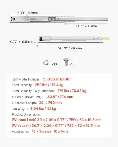vevor 30 inch heavy duty drawer slides 250 on a desk or shelf