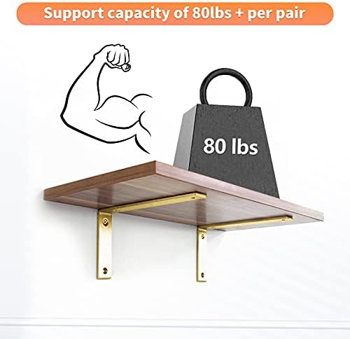 gold heavy duty shelf brackets 8 inch, extra, side view