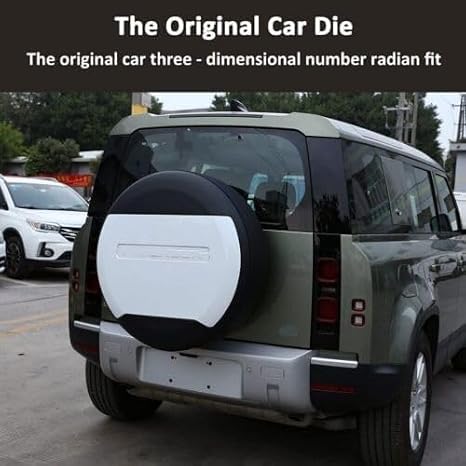 Spare Tire Cover Compatible with 2020-2026 Land Rover Defender 90 110 130 | Spare Tyre Wheel Protector ABS Plastic Fuji White Glossy Black Exterior Accessories
