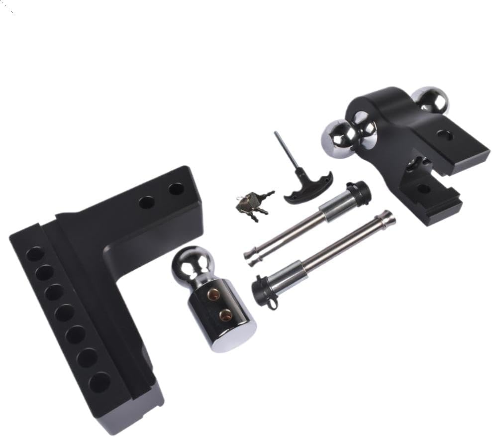 Adjustable Trailer Hitch Fits 2.5 Inch Receiver 6 Inch Drop Rise Heavy Duty Aluminum Drop Hitch 18500 LBS GTW