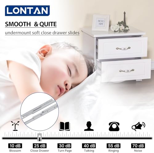 lontan 21 inch undermount soft close drawer slides on a desk or shelf