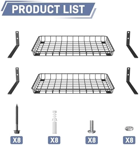 walmann garage 12x18 inch wall shelf, wall-mounted storage, side view