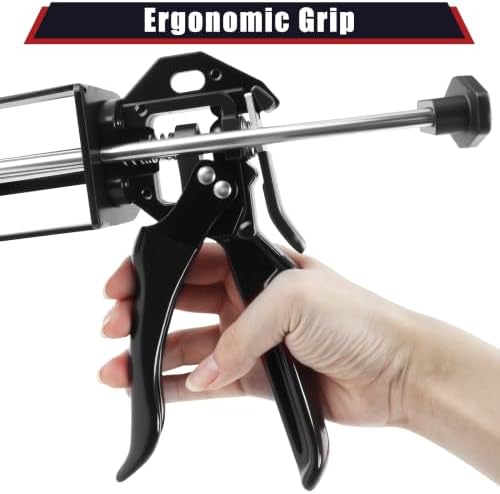 250ml dual cartridge adhesive dispenser gun 10:1 mix showing dimensions