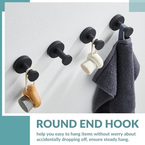 aplusee matte black towel hooks for bathroom storage showing dimensions