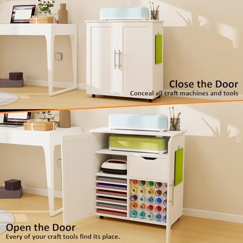 craft cart cabinet compatible with cricut for storage on a desk or shelf