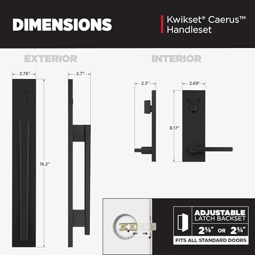 kwikset careus front door lock handle and deadbolt, side view