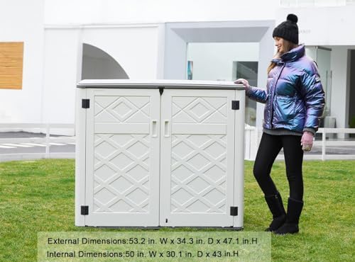 kinying larger outdoor storage shed weather resistance, horizontal showing dimensions