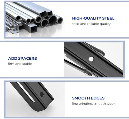 ravinte matte black folding shelf brackets, 16 inch, close-up detail
