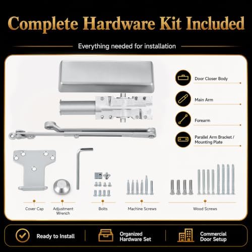 newbang grade 1 commercial heavy duty door closer, front angle view