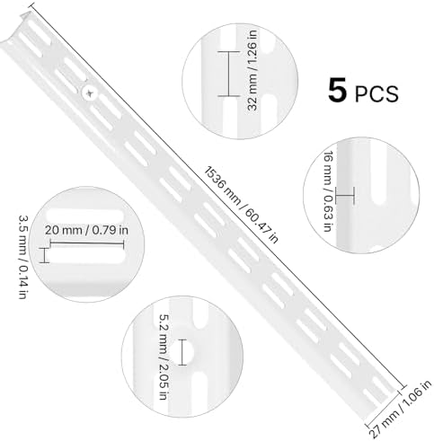 vevor shelf pilaster, 60-inch 5 pack, dual track, view 9