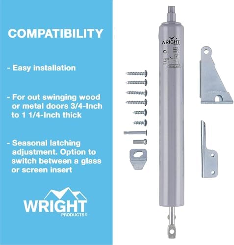 wright products v820 pneumatic closer, medium, aluminum, side view