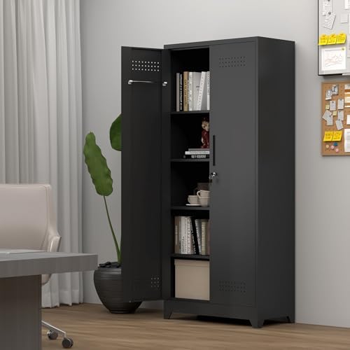 metal locking cabinet, 72.8" tall storage cabinet for on a desk or shelf