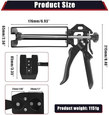 200ml 6.75 fl oz dual cartridge epoxy gun, close-up detail