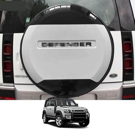 Spare Tire Cover Compatible with 2020-2026 Land Rover Defender 90 110 130 | Spare Tyre Wheel Protector ABS Plastic Fuji White Glossy Black Exterior Accessories