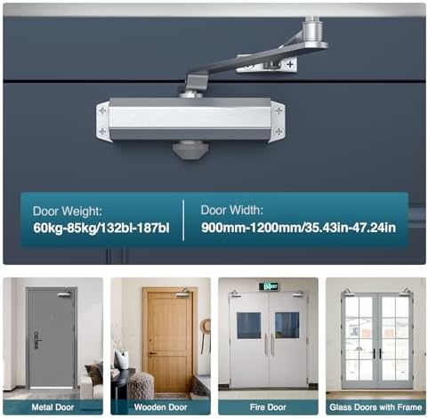 automatic door closer, door closer for commercial use, side view