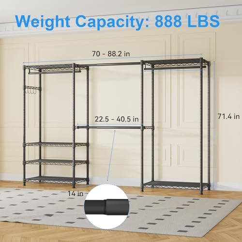 ulif e1 heavy duty closet garment rack, easy, close-up detail
