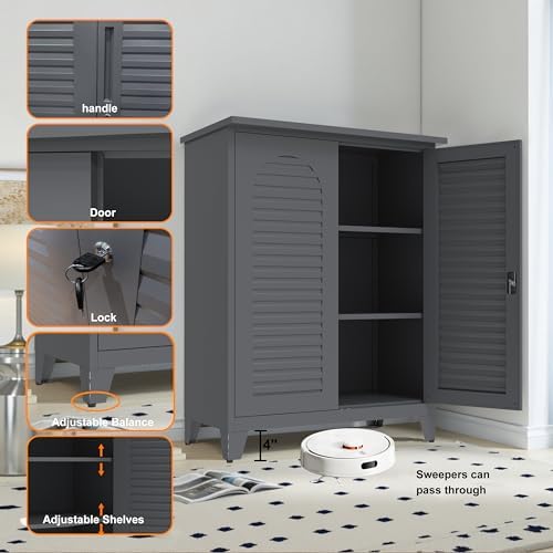 ryh 47.2” tall metal outdoor storage cabinet(47.2" h, close-up detail