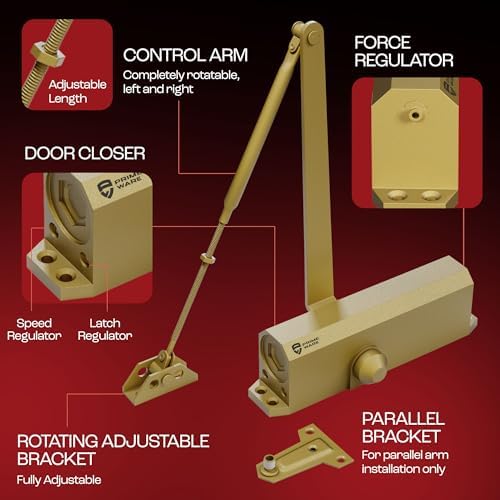 primeware dc-600 adjustable automatic door closers for home, side view