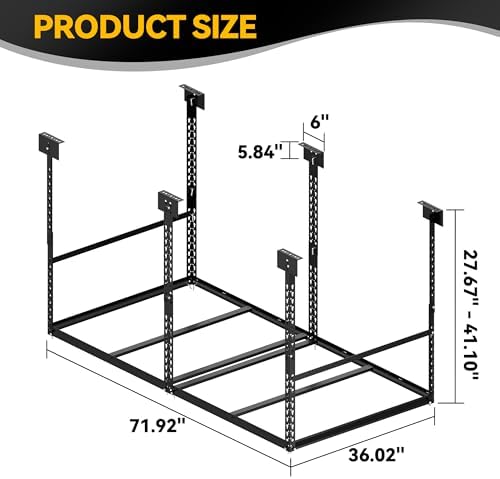 3x6 ft overhead garage storage rack, 28-41 inch, package contents