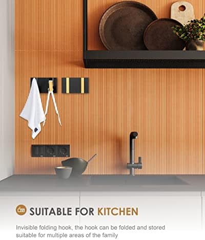 ，waterproof black gold wall hooks，foldable towel hooks for showing dimensions