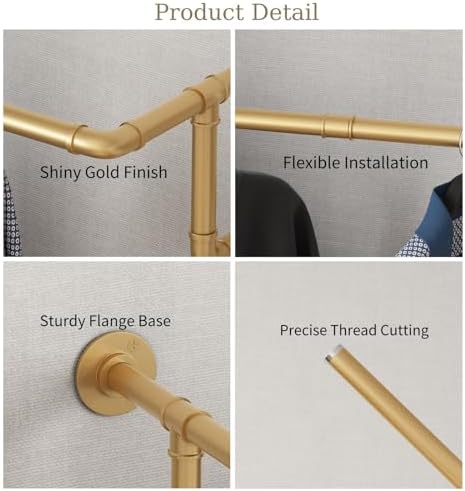 industrial pipe clothing racks 2 pack, 36.2in wall, side view