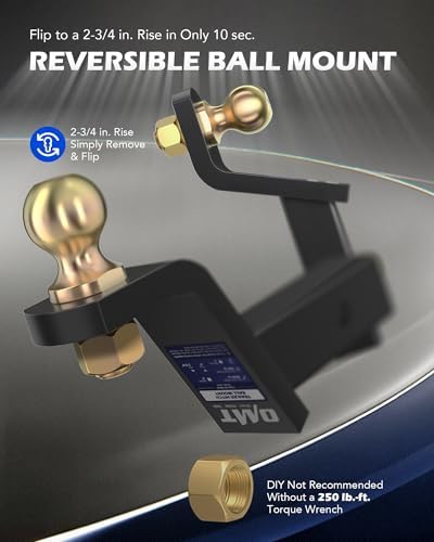 omt trailer hitch ball mount, 2" receiver, 4", package contents