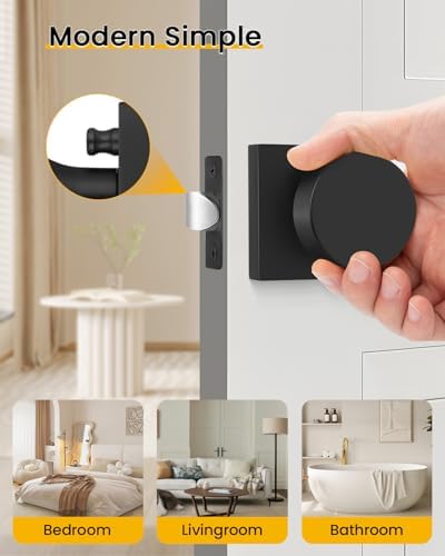 goldenwarm matte black door knobs interior, privacy door showing dimensions