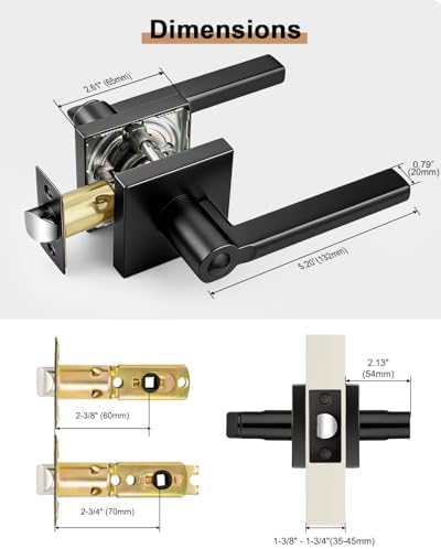 probrico interior door handles with lock, matte black on a desk or shelf
