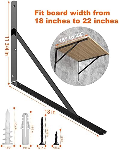 luckin 12-pack heavy duty shelf bracket 18 inch shown in use